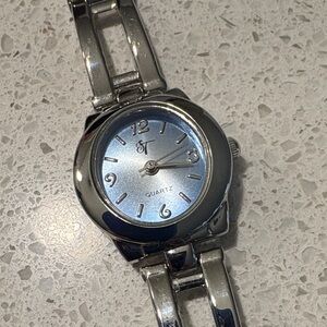 Stylish Silver Women's Watch with Blue Dial